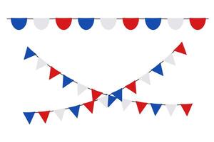 Hanging garland. Pennant border isolated on white background. Triangle flags in French colors vector