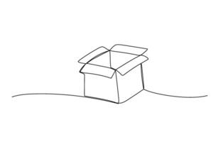 Delivery box continuous line sketch. Package outline icon. cardboard container vector