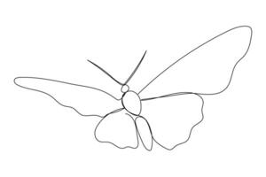 One line butterfly sketch. Single line hand drawn illustration. Summer symbol vector