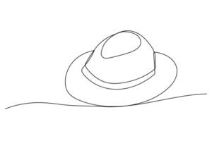 Male hat one line icon. Doodle drawing isolated on white background. vector