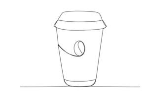 One line coffee to go. Continuous line sketch vector