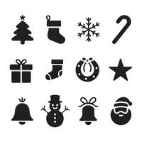 Christmas set of silhouettes for design on a white background vector