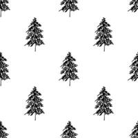 Seamless pattern with geometric minimal scandinavian Christmas tree doodle for decorative print, wrapping paper, greeting cards and fabric vector