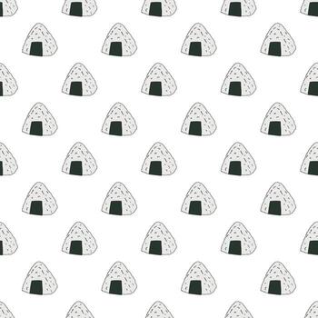 Seamless pattern with onigiri for decorative print, wrapping paper, menu, wallpaper and fabric vector
