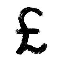 Hand drawn british pound currency symbol. Brush stroke doodle. Single element for design vector