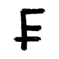 Hand drawn swiss franc currency symbol. Brush stroke doodle. Single element for design vector