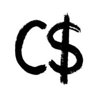 Hand drawn canadian dollar currency symbol. Brush stroke doodle. Single element for design vector