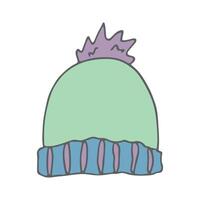 Winter cap doodle Hand drawn winter accessories Single design element for card, print, design, decor vector