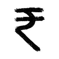 Hand drawn rupee currency symbol. Brush stroke doodle. Single element for design vector
