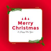 Simple and minimalist Merry Christmas greeting on red background vector