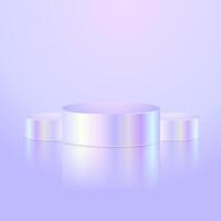 Hologram iridescent cylinder podium background. Universal advertising background platform . 3d showcase platform with holographic effect for demonstration, design for product presentation,mockup vector