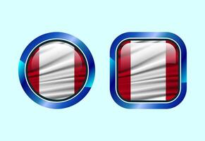 Glossy flag button of Peru, High quality web button design vector