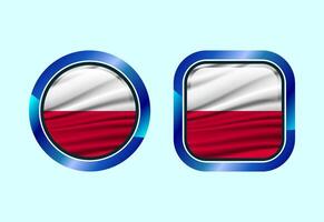 Glossy flag button of Poland, High quality web button design vector