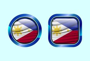 Glossy flag button of Philippines, High quality web button design vector