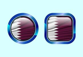 Glossy flag button of Qatar, High quality web button design vector