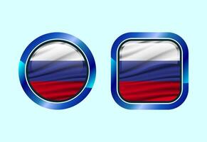 Glossy flag button of Russia, High quality web button design vector