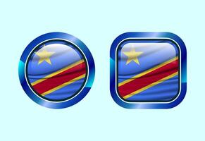 Glossy flag button of Republic of the Congo, High quality web button design vector