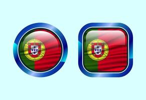Glossy flag button of Portugal, High quality web button design vector