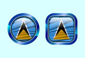 Glossy flag button of Saint Lucia, High quality web button design vector