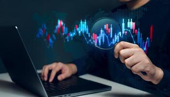 Stock trading and investing concept with charts photo