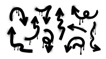 Set of arrows. Icon. Brush. Charcoal and crayon. Drawing. Scribble. Grunge texture shape. Trendy elements. Collection graffiti. Spray, dots. Melted paint. Ink. Freehand. Splash. Hand drawn vector