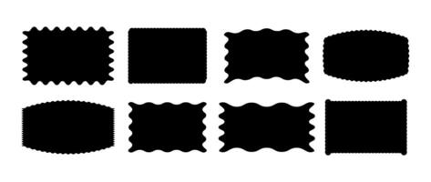 Set frames. Textbox. Speech bubbles. Rectangles and squares. Geometric shapes. Starburst. Label, seal, badge, button. Abstract icon. Collection figures, waves, zigzags torn edges. Border. Silhouette vector