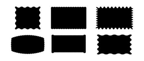 Set frames. Textbox. Speech bubbles. Rectangles and squares. Abstract icon. Collection figures, waves, zigzags torn edges. Border. Silhouette. Geometric shapes. Star burst. vector