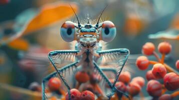 Fascinating, close-up image of a stunning moth with vibrant colors and intricate patterns. photo