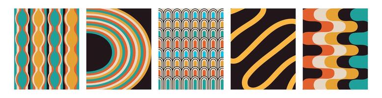 y2k Set trendy twirl backgrounds. Simple collection hippie design. Y2k style. Groovy swirl. Retro psychedelic pattern. Doodle geometric lines. Distorted. Wave. Spiral elements. Shape. Liquid tile. vector