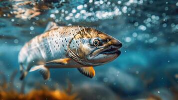 Underwater shot of a vibrant, large fish in an aquatic setting. photo