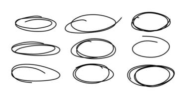 Collection circles. Trendy style. Hand drawn. Doodle. . Textbox, bubbles. Frame. Editable stroke. Pencil grunge texture. Elements, shapes. Line. Underline. Mark. Highlight. Abstract scribbles vector