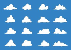 Set of clouds in flat style. Illustration. Retro elements and shapes. Clouds, sky, air, heaven for children and kids. Fluffy stickers. Isolated. Icons. Speech bubbles. Waves pack. 90s vector