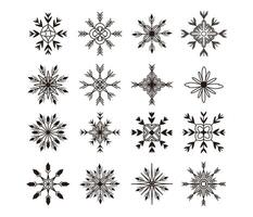 Set and collection snowflakes in line art style. One Line. Sparks and glows. Ornament and pattern. Template. Twinkle shapes and elements. Glitter. New Year. Holiday. Stroke. Flat style. Xmas. y2k vector