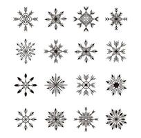 Set and collection trendy modern snowflakes in line art style. Twinkle shapes and elements. Glitter. New Year. Holiday. Stroke. Flat style. Xmas. y2k. Line. Sparks and glows. Ornament. vector