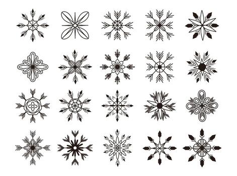 conjunto y colección copos de nieve en línea Arte estilo. uno línea. chispas y brilla formas y elementos. ornamento. modelo. aislado. Brillantina. nuevo año. día festivo. ataque. plano estilo. Navidad. y2k vector