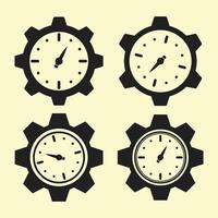 four clocks on gears in different positions vector
