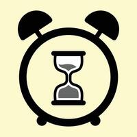 an hourglass icon with a clock inside vector