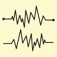 Two black and white lines with a wave pattern or cardiogram vector