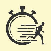 a man running in front of a stopwatch icon vector