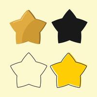 four stars in different colors on a yellow background vector