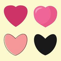 four different heart shapes in different colors vector