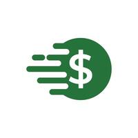 A green dollar sign icon on a white background vector