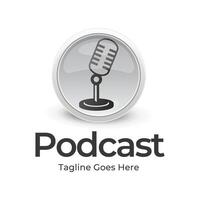 A microphone and microphone logo for podcast vector