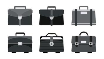 Six black briefcases showing different styles and designs vector