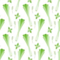 Seamless pattern of fresh green vegetables and herbs. The concept of proper nutrition. Illustration for textiles, wrapping paper, web site design for online stores. vector