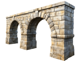 roman aqueduct segment with stone arches ancient waterway engineering on isolated background historical architecture roman heritage png