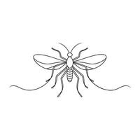 Mosquito continuous line art flat illustration on white background. vector