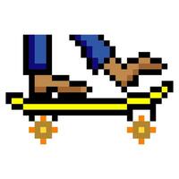 Skateboarding game in pixel art style vector