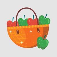 bucket of apples in flat design vector