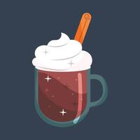 chocolate drink with cream in flat design. vector